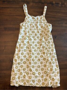 Billabong Dress Women’s Large Floral White Green Mini Sleeveless
